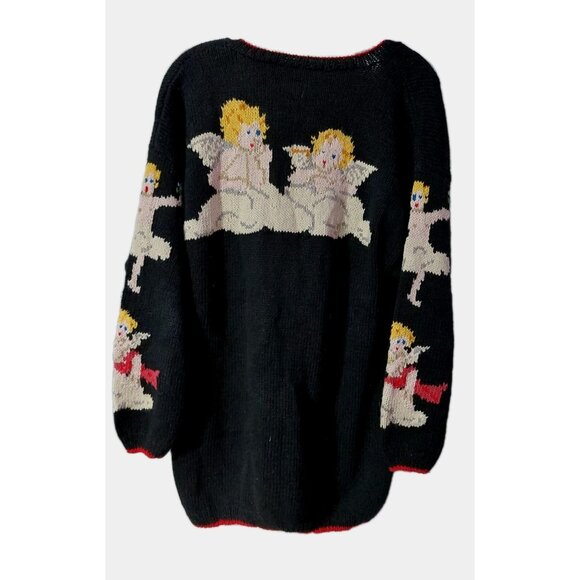 Design Options Christmas Cardigan Size Large Cherub Months Angel Sweater READ - Picture 2 of 15